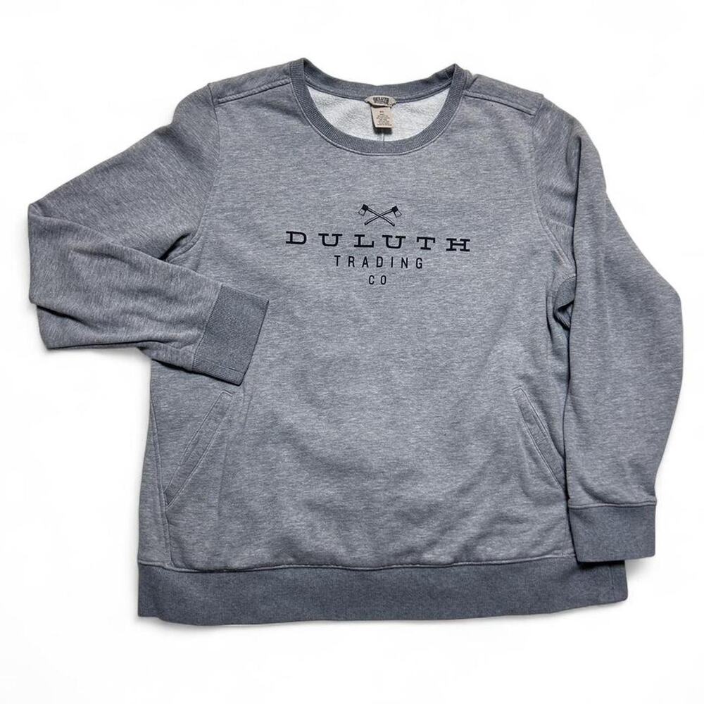 Duluth Trading Co. Spellout Logo Grey Sweatshirt Pullover Workwear Large
